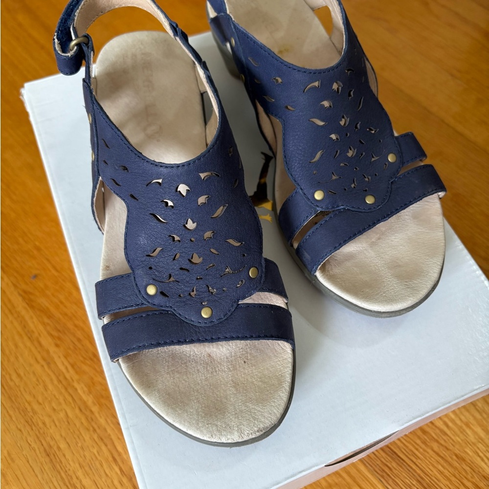 Merrell Blue Sandals with Perforated Design and Slip-On Style